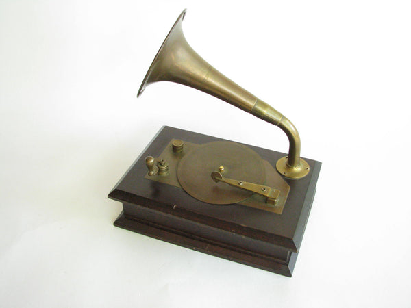 edgebrookhouse - Vintage Wood and Brass Phonograph Music Box Plays Swan Lake