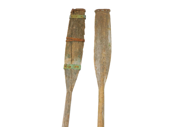 edgebrookhouse - Vintage Wooden Oars With Original Hardware - Set of 4
