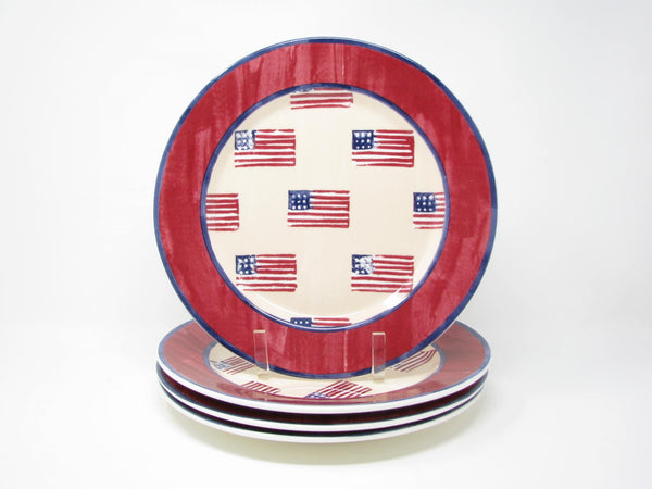 edgebrookhouse - Vintage Zrike Michael Sparks 9/11 We Pledge Allegiance American Flag Stoneware Dinner Plates - 4 Pieces