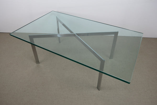 edgebrookhouse - Vintage 1960s Barcelona Style Chrome X-Base and Glass Coffee Table