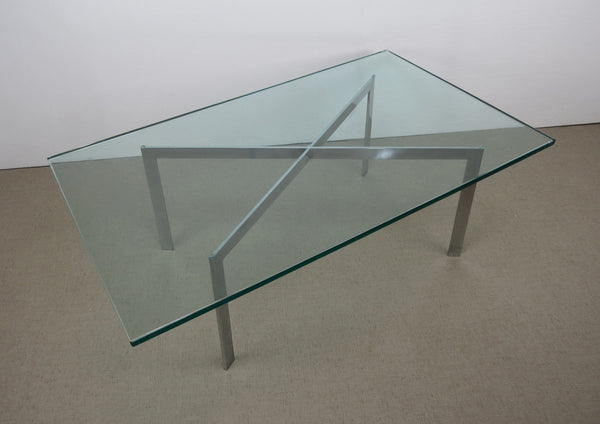 edgebrookhouse - Vintage 1960s Barcelona Style Chrome X-Base and Glass Coffee Table