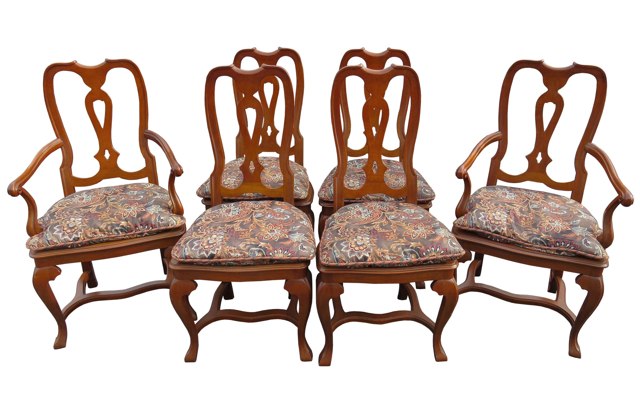 edgebrookhouse - Vintage Baker Furniture Co English Queen Anne Inspired Dining Chairs - Set of 6