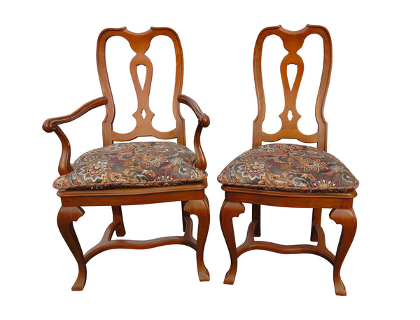 edgebrookhouse - Vintage Baker Furniture Co English Queen Anne Inspired Dining Chairs - Set of 6