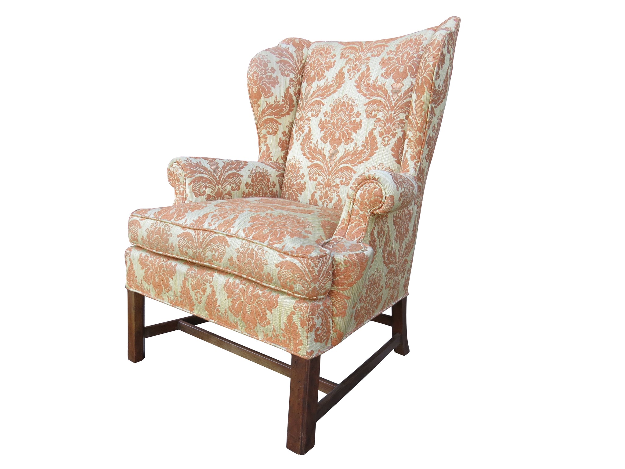 edgebrookhouse - Vintage Classic Georgian Style Damask Wingback Chair by Baker Furniture