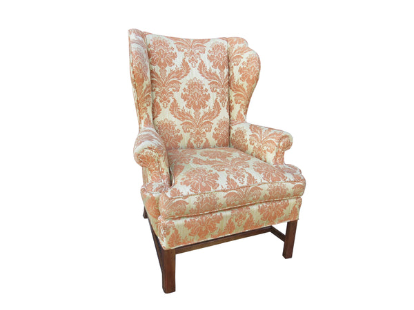 edgebrookhouse - Vintage Classic Georgian Style Damask Wingback Chair by Baker Furniture