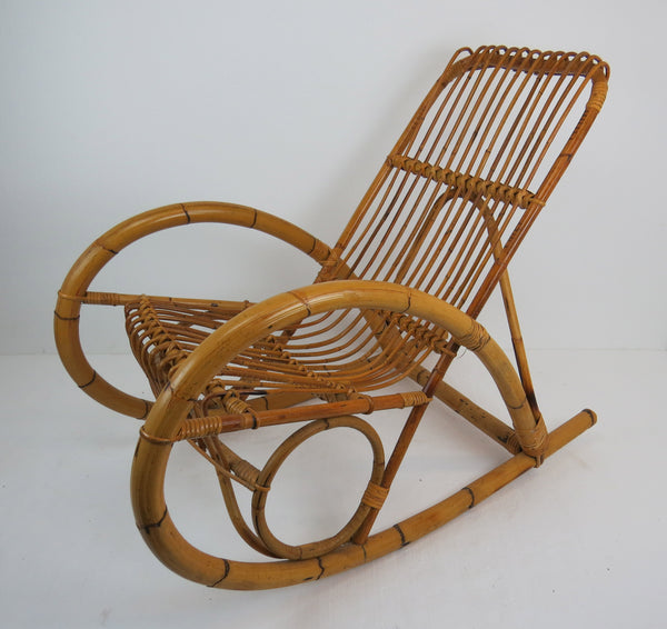 edgebrookhouse - Vintage Franco Albini Style Bamboo Rocking Chair