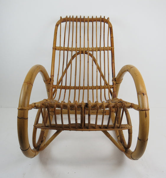 edgebrookhouse - Vintage Franco Albini Style Bamboo Rocking Chair