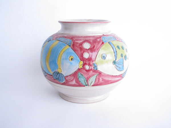 edgebrookhouse - Vintage Italian Ceramic Pottery Vase - Tropical Fish