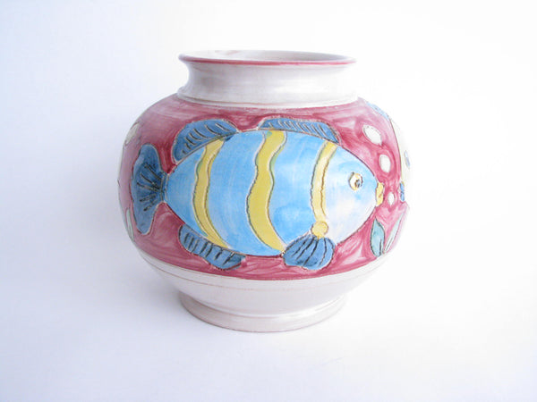 edgebrookhouse - Vintage Italian Ceramic Pottery Vase - Tropical Fish