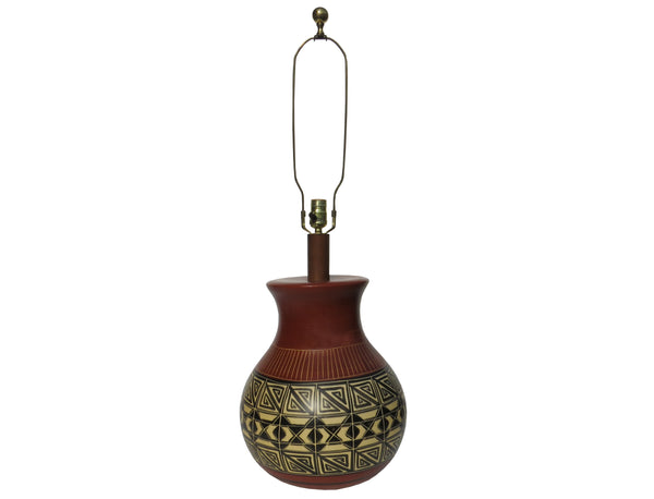 edgebrookhouse - Vintage Large Acoma Pueblo Style Polychrome Pottery Table Lamp