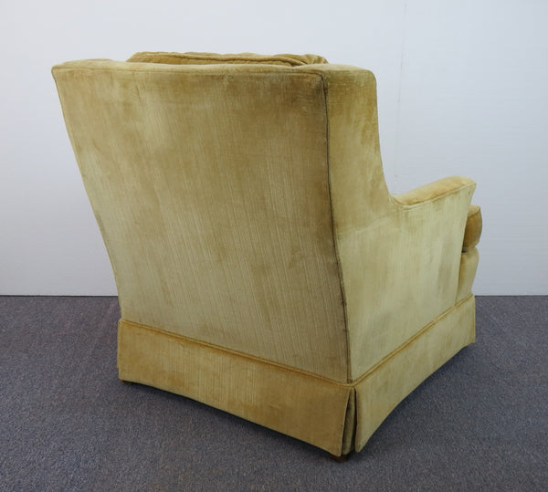 edgebrookhouse - Vintage Mid-Century Modern Gold/Chartreuse Velvet Modern Wing Chairs - a Pair