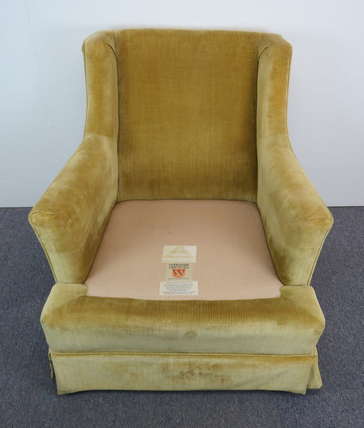 edgebrookhouse - Vintage Mid-Century Modern Gold/Chartreuse Velvet Modern Wing Chairs - a Pair