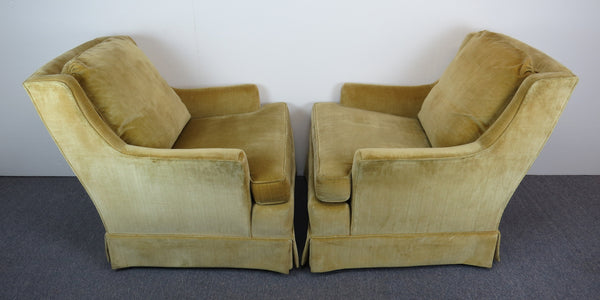 edgebrookhouse - Vintage Mid-Century Modern Gold/Chartreuse Velvet Modern Wing Chairs - a Pair