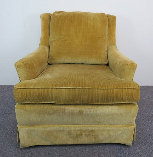 edgebrookhouse - Vintage Mid-Century Modern Gold/Chartreuse Velvet Modern Wing Chairs - a Pair