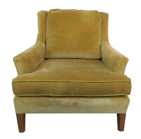 edgebrookhouse - Vintage Mid-Century Modern Gold/Chartreuse Velvet Modern Wing Chairs - a Pair
