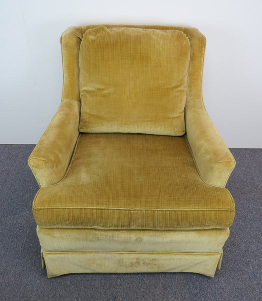 edgebrookhouse - Vintage Mid-Century Modern Gold/Chartreuse Velvet Modern Wing Chairs - a Pair
