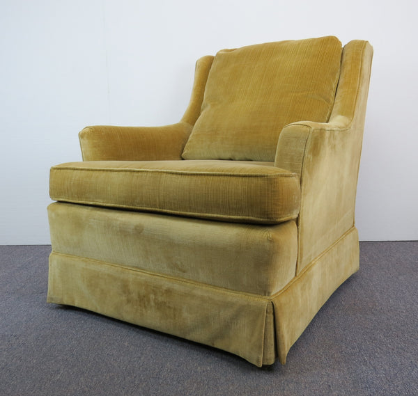 edgebrookhouse - Vintage Mid-Century Modern Gold/Chartreuse Velvet Modern Wing Chairs - a Pair