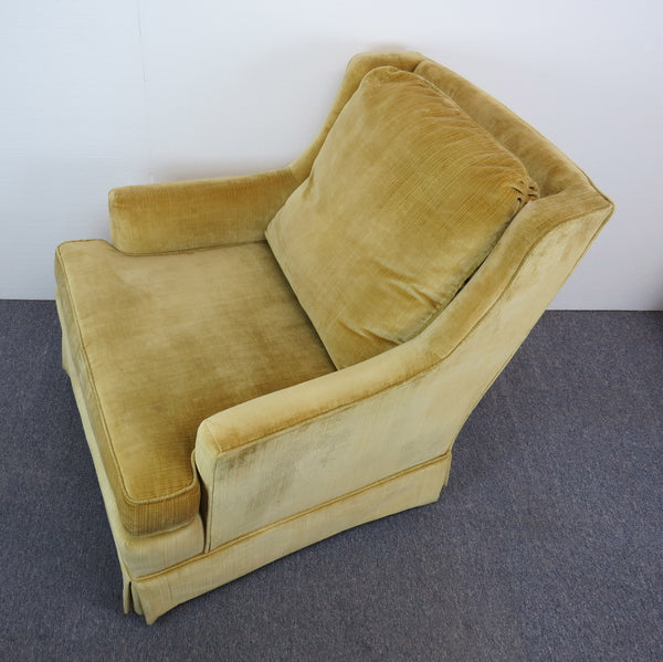 edgebrookhouse - Vintage Mid-Century Modern Gold/Chartreuse Velvet Modern Wing Chairs - a Pair
