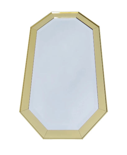 edgebrookhouse - Vintage Octagonal Beveled Brass Wall Mirror by Carolina Mirror Company Made in America