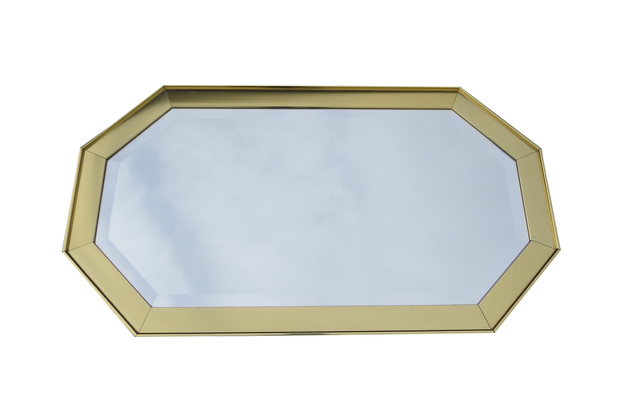 Vintage brass wall mirror with diagonal mirror strips, 1970s
