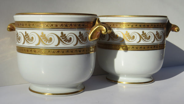 edgebrookhouse - Vintage Richard Ginori Pittoria DI Doccia Gilded Porcelain Cache Pots - a Pair