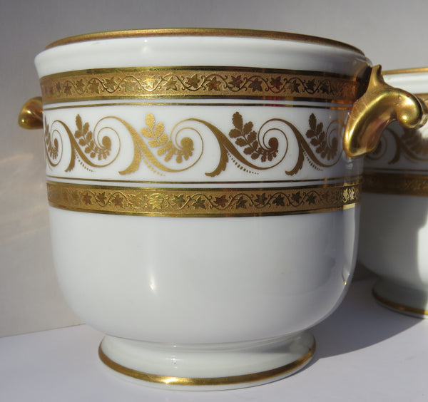 edgebrookhouse - Vintage Richard Ginori Pittoria DI Doccia Gilded Porcelain Cache Pots - a Pair