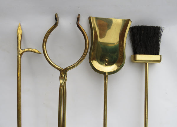 edgebrookhouse - Vintage the Adams Company Solid Brass 5-Piece Fire Tool Set Made in the USA