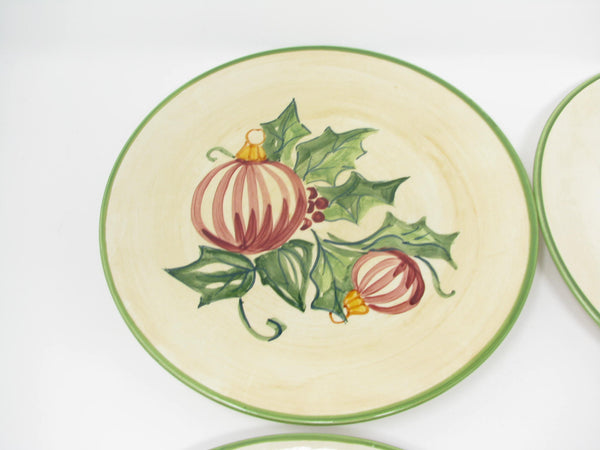 edgebrookhouse - Zrike Ceramic Luncheon or Salad Plates with Striped Holiday Ornament Patterns - 4 Pieces