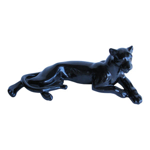 edgebrookhouse - Mid 20th Century Large Ceramic Figurine of a Laying Black Panther