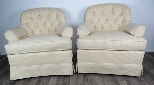 edgebrookhouse - Vintage Off-White Drexel Heritage Lounge Chairs - a Pair