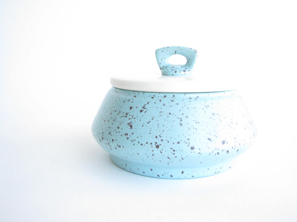 edgebrookhouse - 1950s Bauer Pottery Speckled Turquoise Lidded Pottery Serving Dish