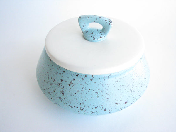 edgebrookhouse - 1950s Bauer Pottery Speckled Turquoise Lidded Pottery Serving Dish