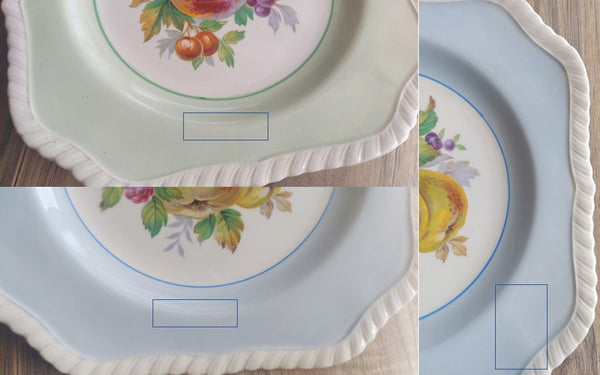 edgebrookhouse - Vintage Johnson Brothers California Square Salad Plates with Fruit Designs - Set of 6