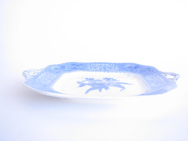 edgebrookhouse - Early 20th Century Spode Camilla Blue and White Square Serving Platter with Handles