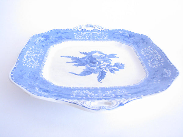 edgebrookhouse - Early 20th Century Spode Camilla Blue and White Square Serving Platter with Handles