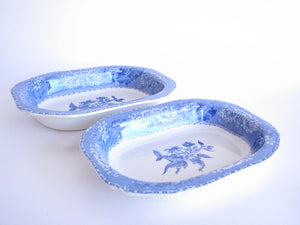 edgebrookhouse - Early 20th Century Spode Camilla Blue and White Vegetable Serving Dishes - Set of 2