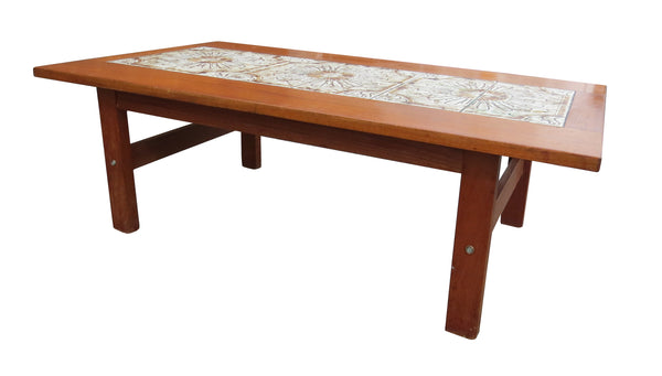 edgebrookhouse - 1960s Mid-Century Modern Danish Tile Top Teak Coffee Table in the Style of Gangso Mobler