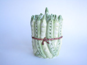edgebrookhouse - 1970s Italian Majolica Ceramic Peas Shaped Canister with Lid