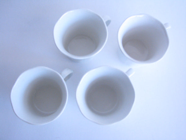 edgebrookhouse - 1980s Mikasa Allura White Scalloped Edge Cups and Saucers - Set of 4