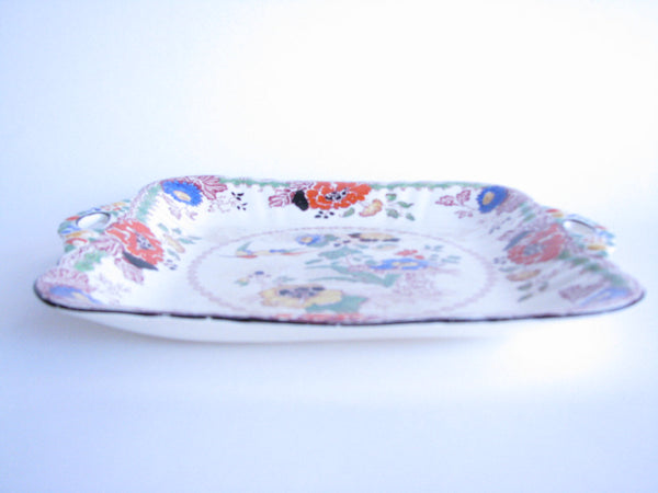 edgebrookhouse - Early 20th Century Mason's Persiana Square Cake Plate or Platter with Handles