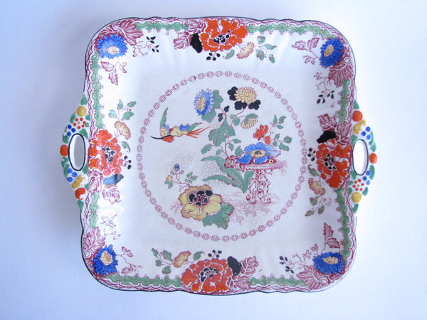 edgebrookhouse - Early 20th Century Mason's Persiana Square Cake Plate or Platter with Handles