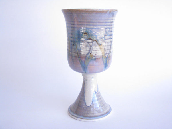 edgebrookhouse - Vintage Art Pottery Footed Vase or Chalice with Drip Glaze