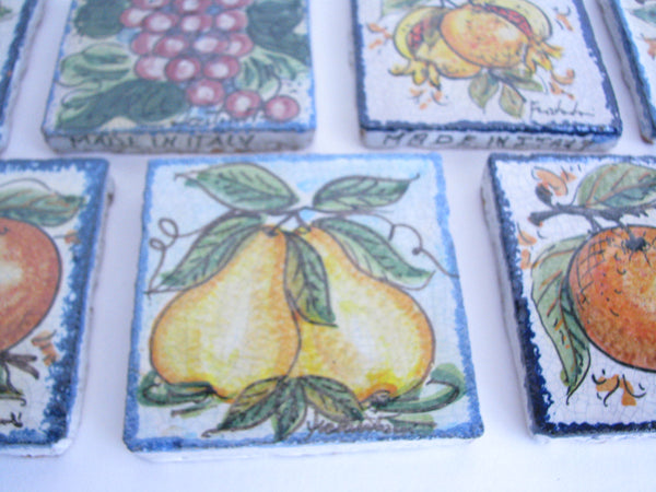 edgebrookhouse - Vintage Fratantoni Ceramiche for Vietri Hand Painted Terracotta Tiles - Set of 7