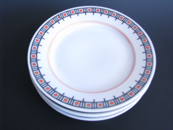edgebrookhouse - Vintage Hand-Painted Porcelain Salad Plates Made in Holland with Geometric Design