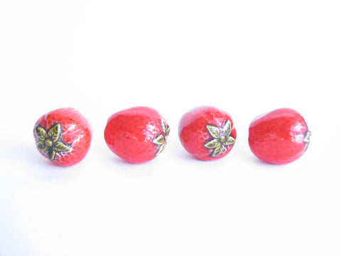 edgebrookhouse - Vintage Handmade Ceramic Strawberries - Set of 4