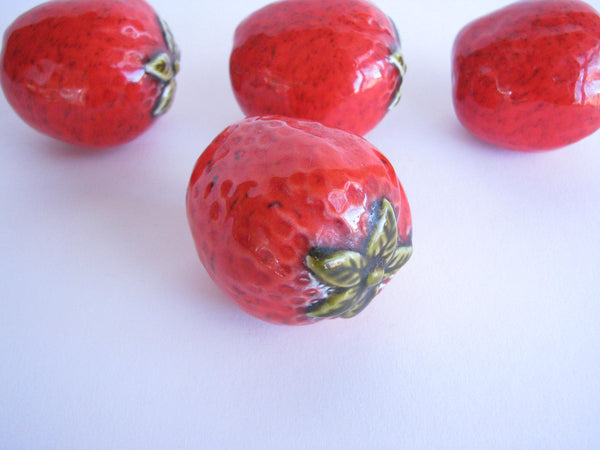 edgebrookhouse - Vintage Handmade Ceramic Strawberries - Set of 4