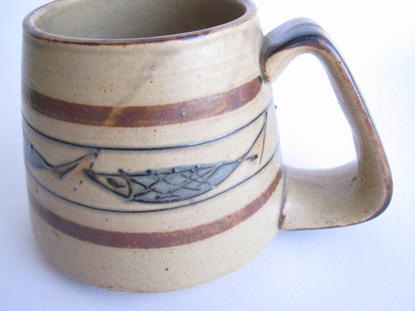 edgebrookhouse - Vintage Ken Edwards Style Art Pottery Mug with Fish Design