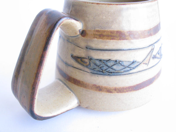 edgebrookhouse - Vintage Ken Edwards Style Art Pottery Mug with Fish Design