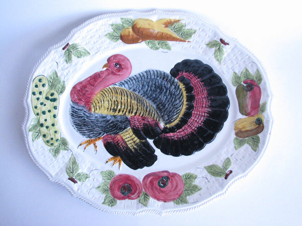 edgebrookhouse - Vintage Large Colorful Ceramic Turkey Platter Made in Italy