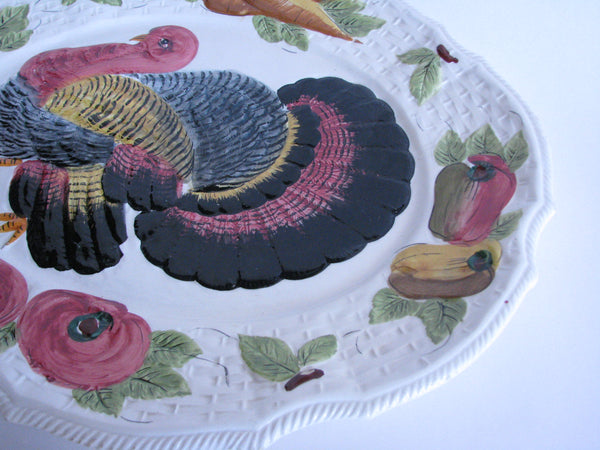 edgebrookhouse - Vintage Large Colorful Ceramic Turkey Platter Made in Italy